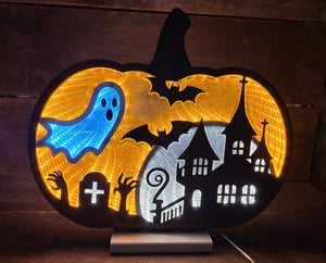 Pumpkin w/Ghost Infinity Light 16"