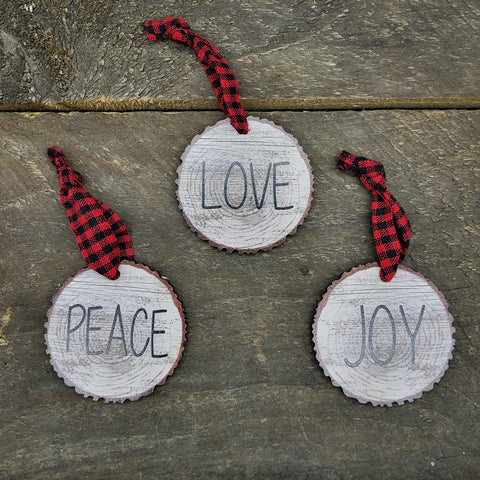 Love/Peace/Joy MDF Ornament 2.5"
