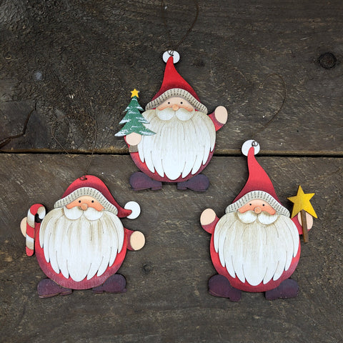 Wood Santa Ornament 5"