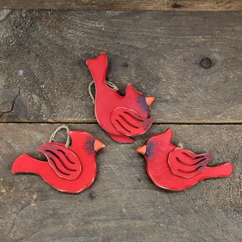 Wooden Cardinal Ornament 5"