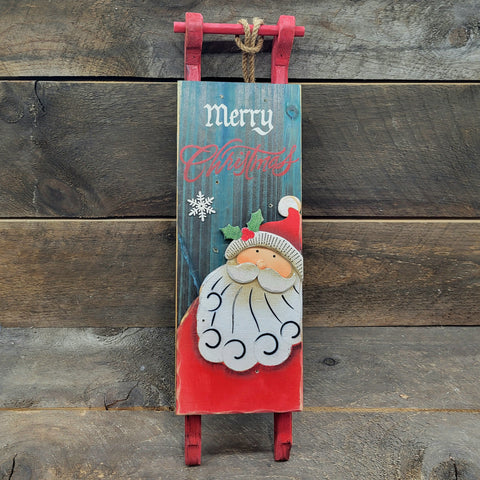 5.5x20" Wood Sleigh w/Santa