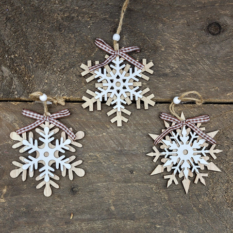 Wood Snowflake Ornament 4"