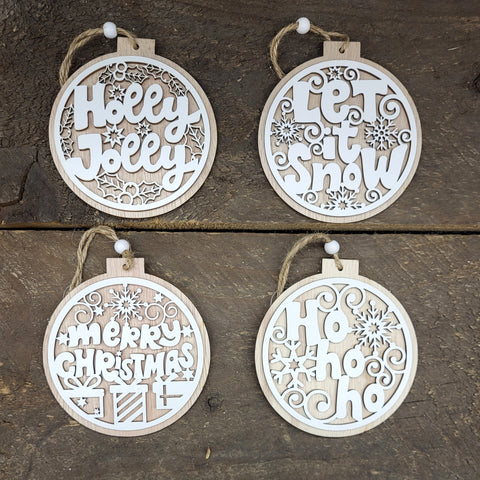 Wood Disc w/Words Ornament 4"