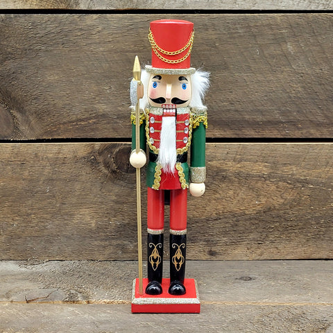 Red/Green Nutcracker w/Staff 15"