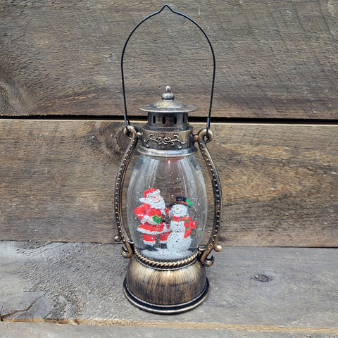 Lantern wGlobe w/Santa/Sman 10"