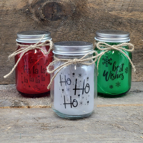 Red/Grn/Clr Glass Jar 5"