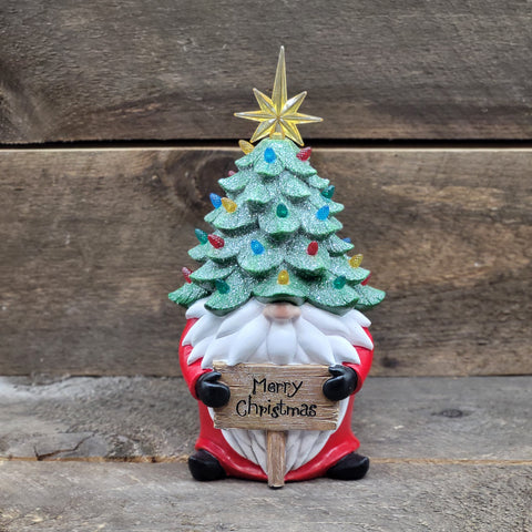 Gnome w/LED Tree Hat 11"