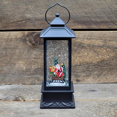 BLK Santa Lantern w/Lights 11"