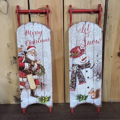 Santa/Snowman LED Sled Sign 27"
