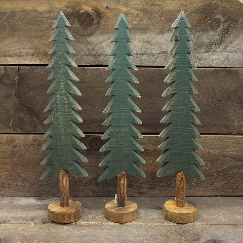 Grn/Brn Wood Pine Tree 21.5"