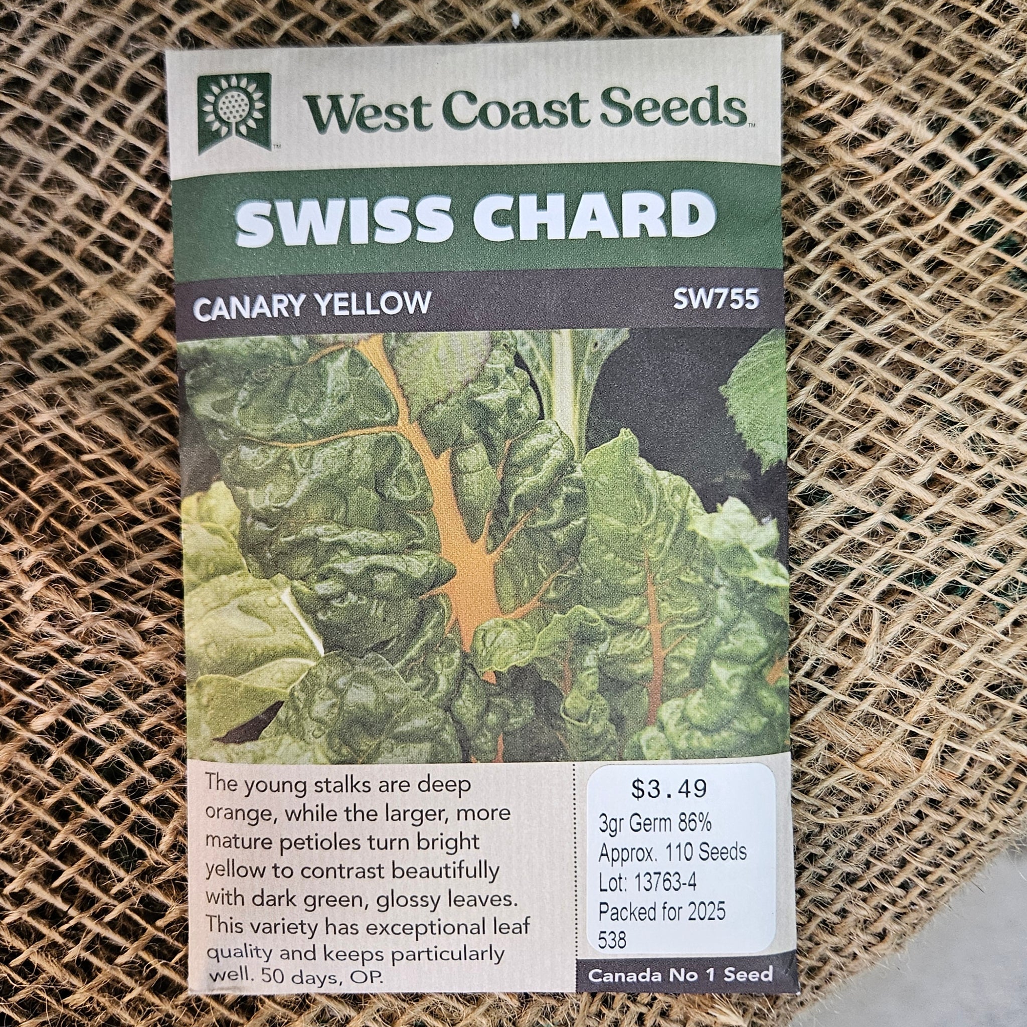 Swiss Chard 'Canary Yellow' West Coast Seeds