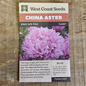 China Aster 'King Size Pink' - West Coast Seeds
