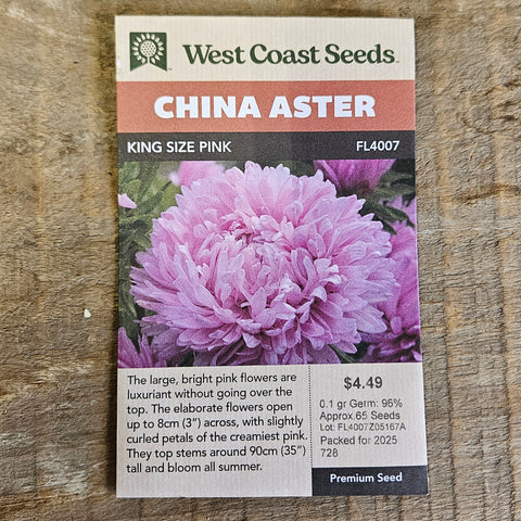 China Aster 'King Size Pink' - West Coast Seeds