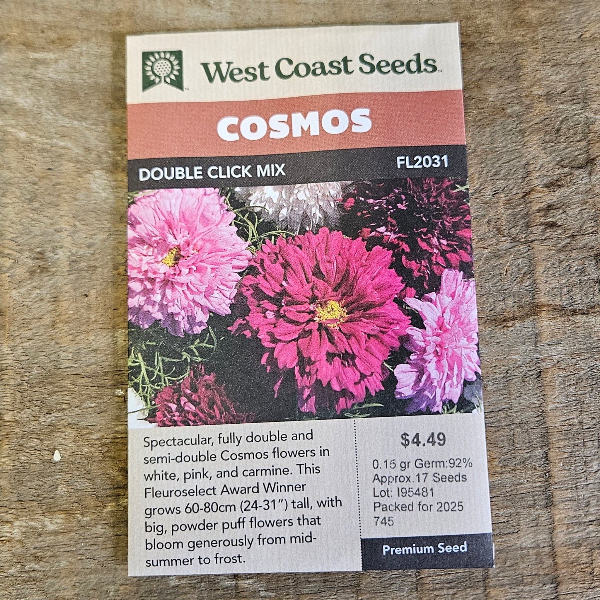 Cosmos 'Double Click Mix'- West Coast Seeds