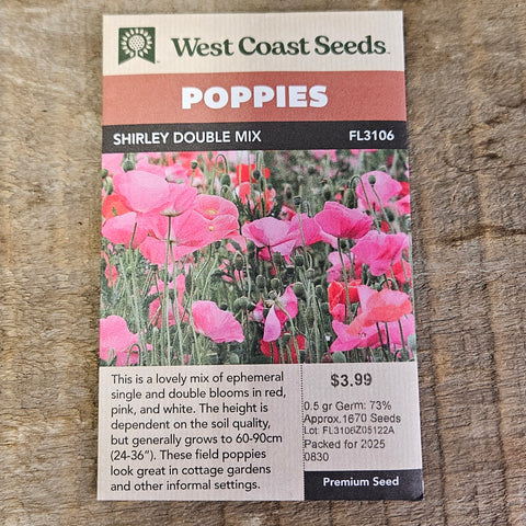 Poppies 'Shirley Double Mix' - West Coast Seeds