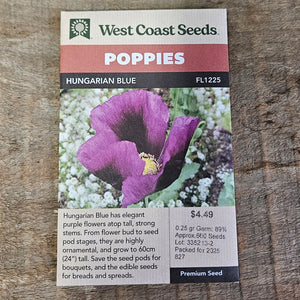 Poppies 'Hungarian Blue' - West Coast Seeds