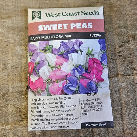 Sweet Peas 'Early Multiflora Mix' - West Coast Seeds