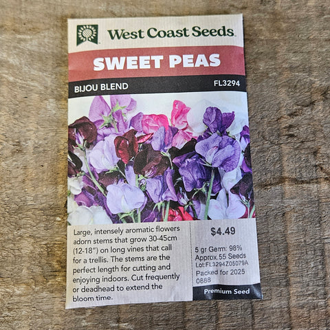 Sweet Peas 'Bijou Blend' - West Coast Seeds