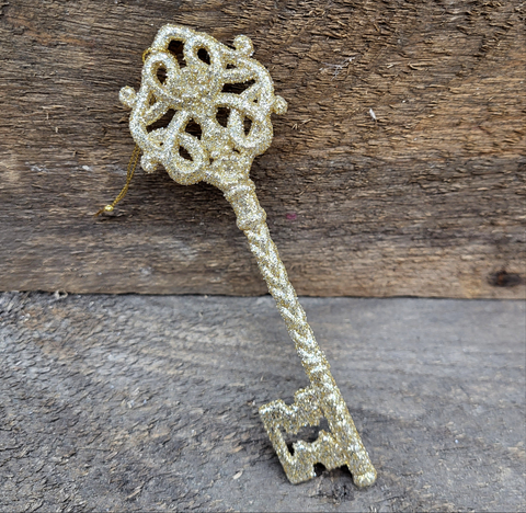 Champagne Glitter Key Orn 6"