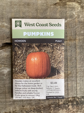 Pumpkin 'Howden' Seeds - West Coast Seeds