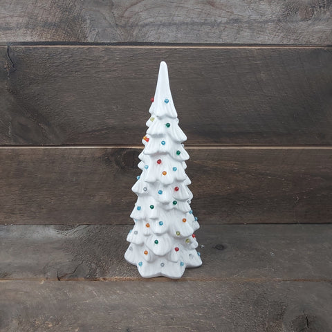 15" White LED Xmas Tree w/Gold Trim