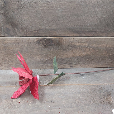 22" Glittered Red Poinsettia Stem
