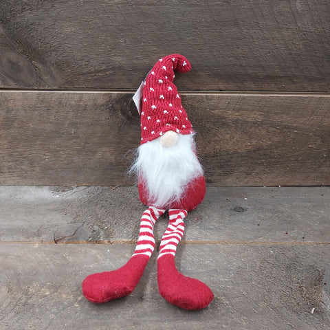 Gnome Plush 23" Sitting Red/White Dangling Legs Fur Beard