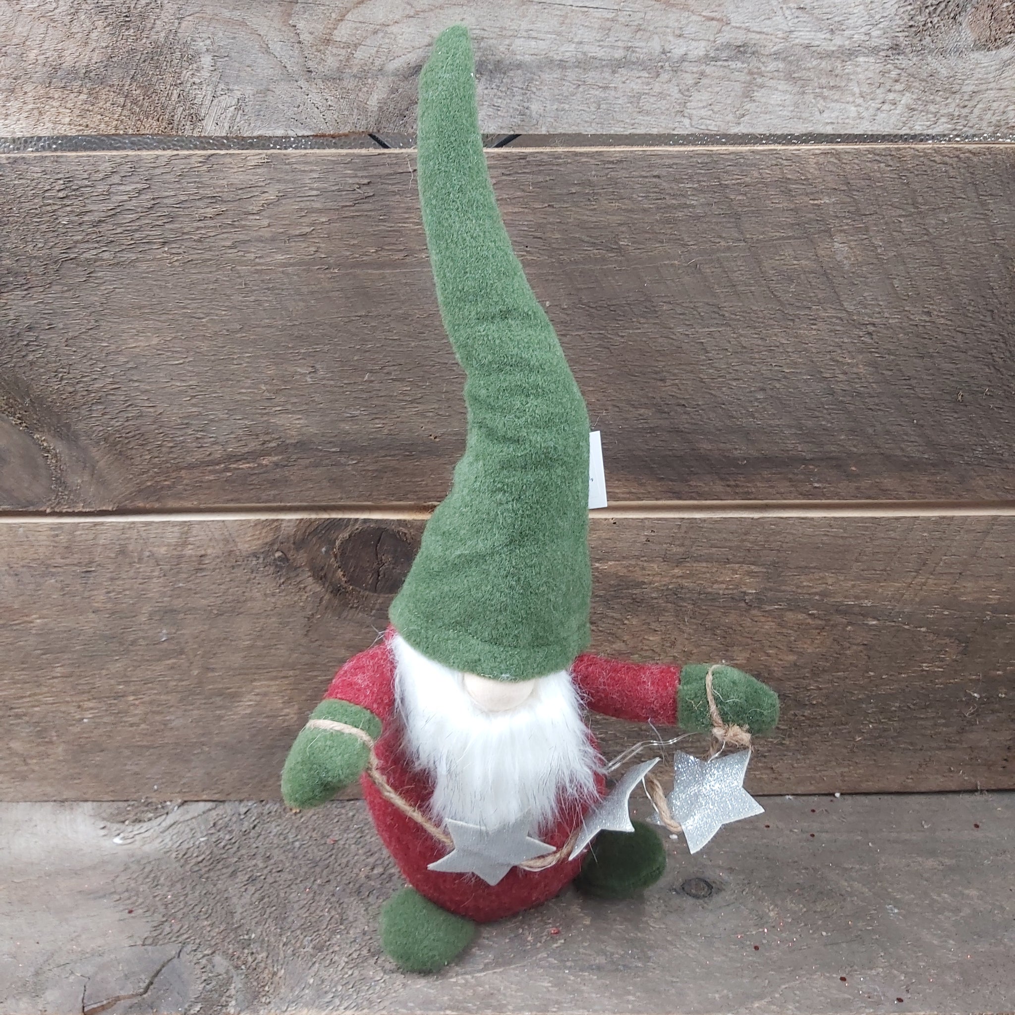 15" Green and Red Waving LED Gnome