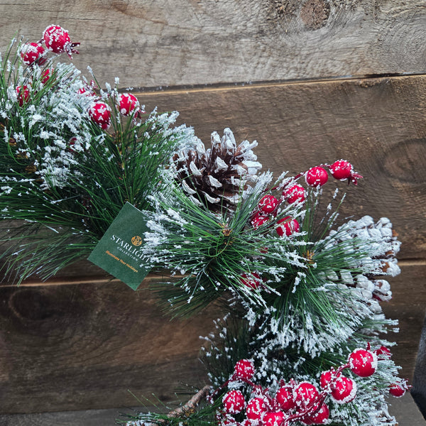 78.75" Hangable Flocked Green and White Pvc Garland with Frosty Berries