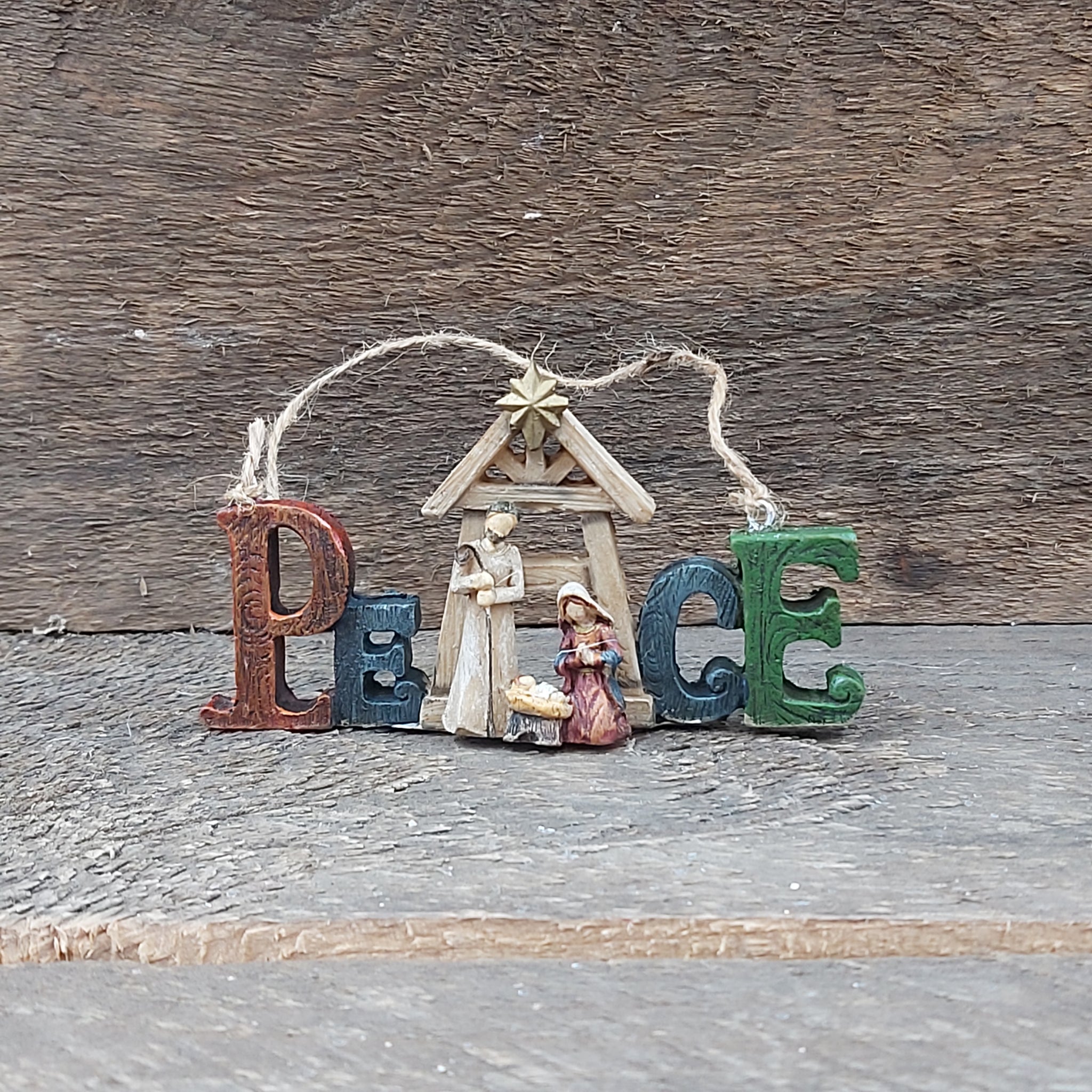 5" Multicolour Peace Nativity Orn