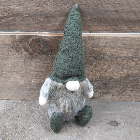 Plush Gnome Sitting DK Green/Brown 12" w/Hat and Beard