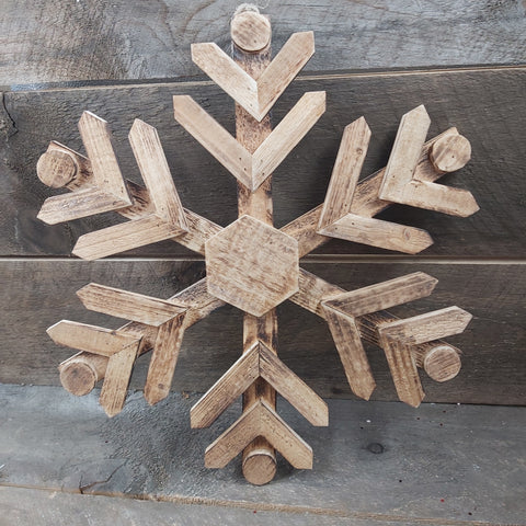 17.75" Hanging Smokey Wood Snowflake