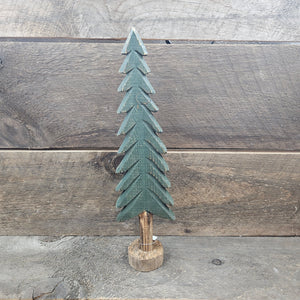 15.5" Green/Brown Wood Pine Tree