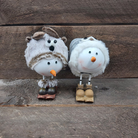 10” Bobble Head Snowman w/ Owl Hat