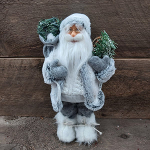 12" White and Gray Santa with Snowshoes