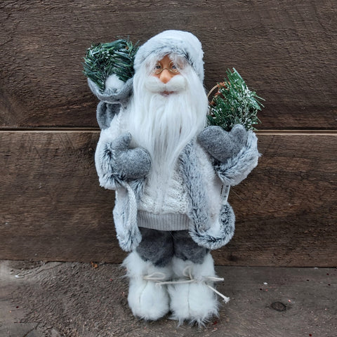 12" White and Gray Santa with Snowshoes