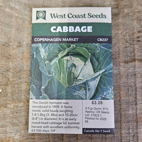Cabbage 'Copenhagen Market'- West Coast Seeds