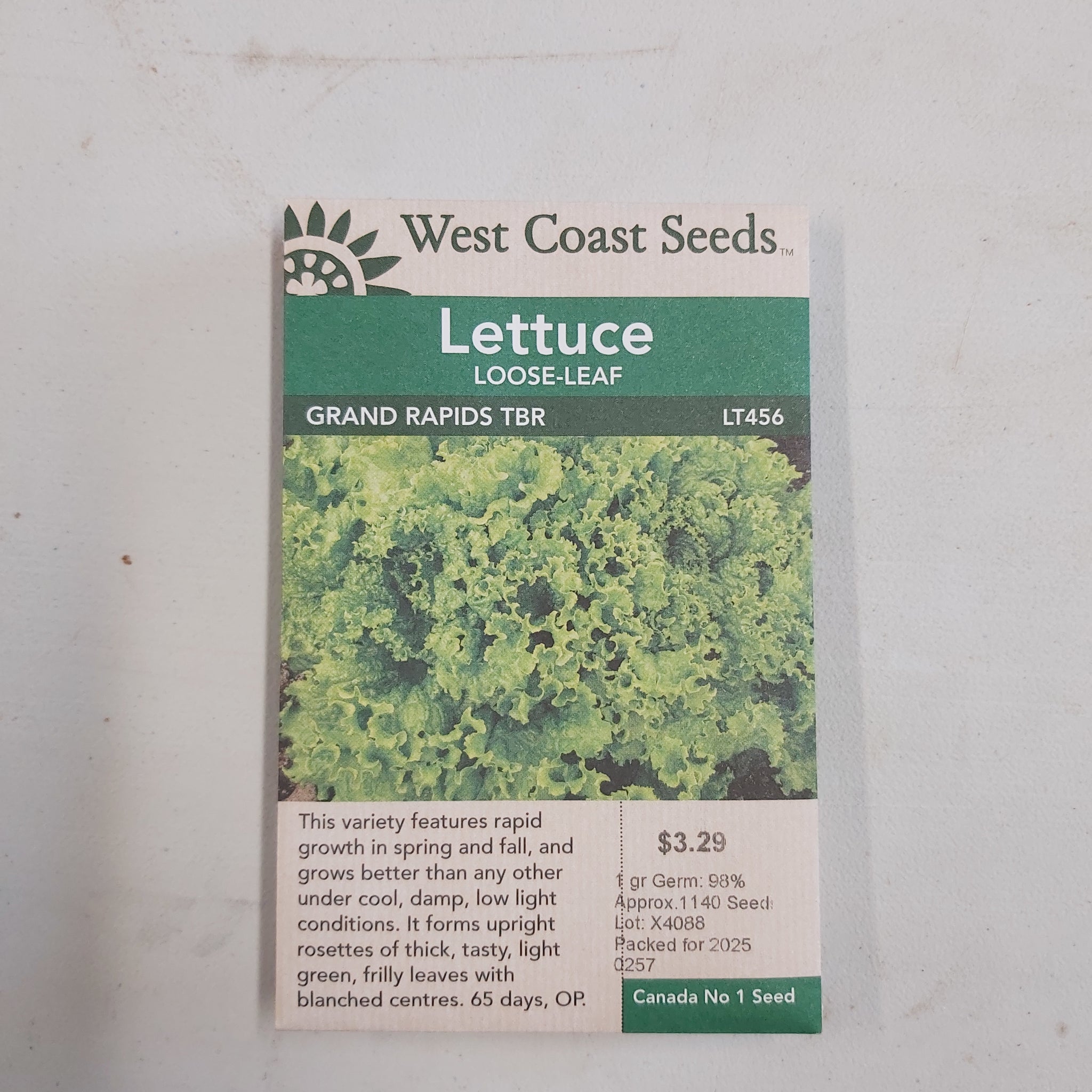 Loose-leaf Lettuce 'Grand Rapids TBR' - West Coast Seeds