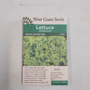 Loose-leaf Lettuce 'Grand Rapids TBR' - West Coast Seeds