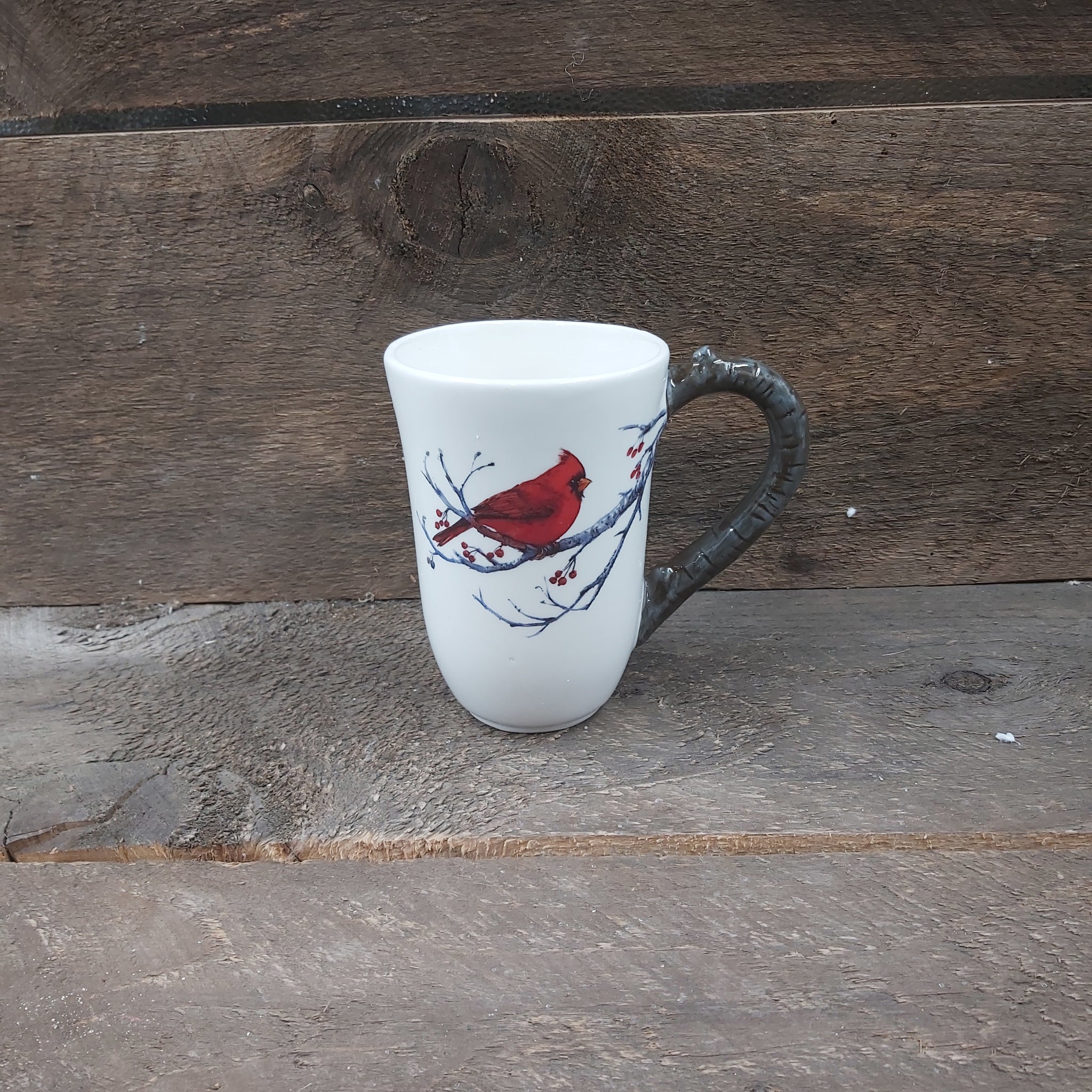 5.5x4.5" White Mug w/Blue Jay/Cardinal