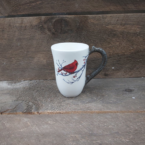 5.5x4.5" White Mug w/Blue Jay/Cardinal