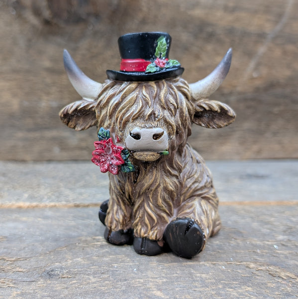 4.33" Resin Holiday Cow