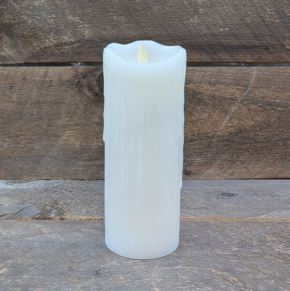 Ivory Dripping Finish Moving Flame LED Pillar Candle