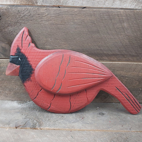 22" Red and Black Wooden Cardinal Wall Ornament