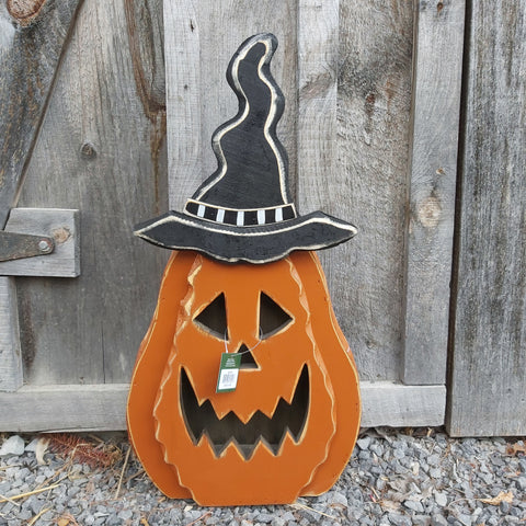 24.75" Orange Jack-O-Lantern with Witch Hat