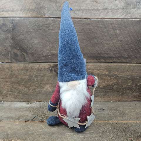 15" Red and Blue Cloth Waving LED Gnome