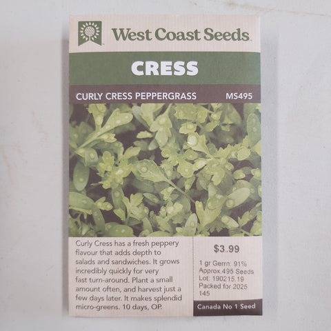 Cress 'Curly Cress Peppergrass' Seeds - West Coast Seeds