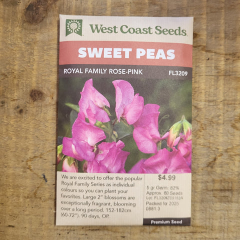 Sweet Peas 'Royal Family Rose-pink' - West Coast Seeds