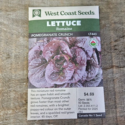 Lettuce 'Pomegranate Crunch' (Pelleted) Certified Organic Seeds - West Coast Seeds