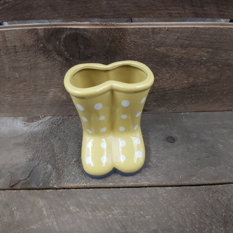 5"x6" Planter 'Yellow Polka Dot Boot'